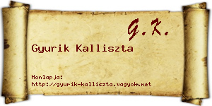 Gyurik Kalliszta névjegykártya